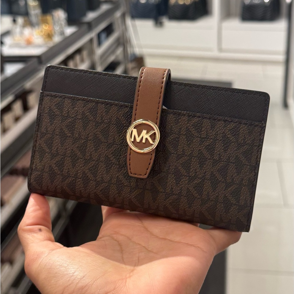 Michael Kors Dark Brown Wallet with Gold Accent
